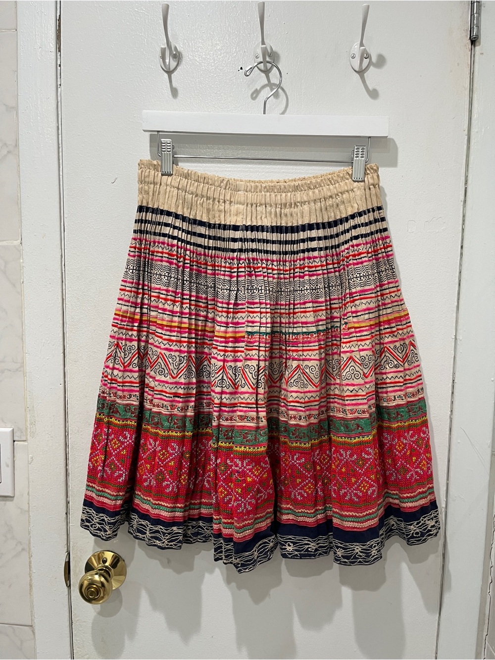 Printed Pleated Midi Skirt in Multicolor
